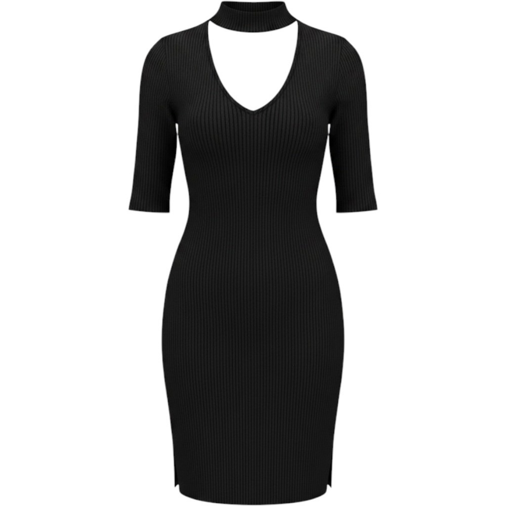 Topshop Black Bodycon Mini Dress 8 Choker 90s Y2K Minimalist Edgy‎ Clubwear NWT